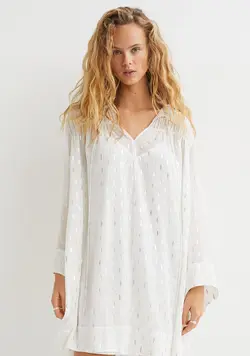 پیراهن آستین بلند زنانه سفید اچ اند ام