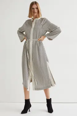 پیراهن آستین بلند زنانه سفید اچ اند ام