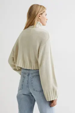 پلیور یقه اسکی زنانه بژ روشن اچ اند ام