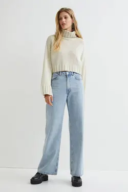 پلیور یقه اسکی زنانه بژ روشن اچ اند ام