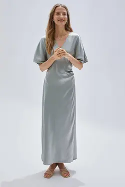 پیراهن بلند زنانه فیروزه ای روشن اچ اند ام