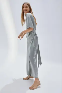 پیراهن بلند زنانه فیروزه ای روشن اچ اند ام