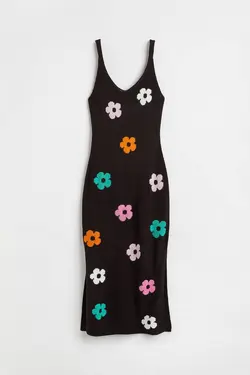 پیراهن میدی زنانه سیاه اچ اند ام