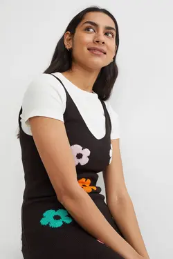 پیراهن میدی زنانه سیاه اچ اند ام