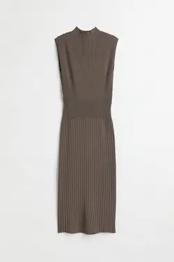 پیراهن میدی زنانه خاکی تیره اچ اند ام