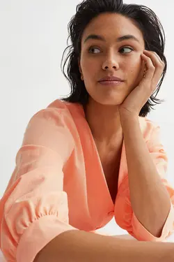 پیراهن آستین بلند زنانه زردآلویی اچ اند ام