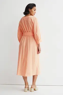 پیراهن آستین بلند زنانه زردآلویی اچ اند ام