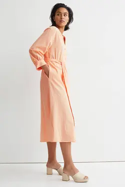 پیراهن آستین بلند زنانه زردآلویی اچ اند ام