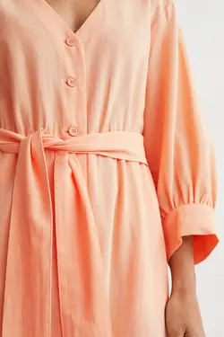 پیراهن آستین بلند زنانه زردآلویی اچ اند ام