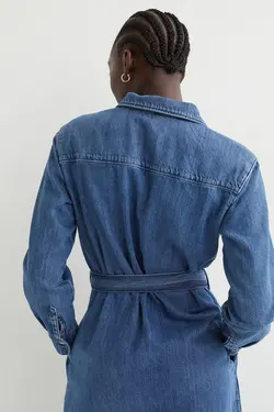 پیراهن آستین بلند زنانه آبی اچ اند ام