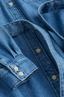 پیراهن آستین بلند زنانه آبی اچ اند ام