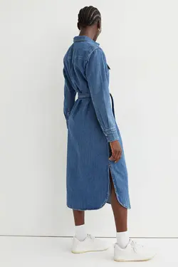 پیراهن آستین بلند زنانه آبی اچ اند ام