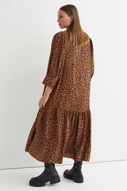 پیراهن آستین بلند زنانه قهوه ای اچ اند ام