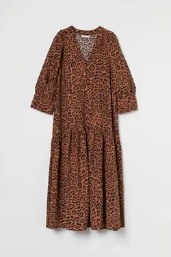 پیراهن آستین بلند زنانه قهوه ای اچ اند ام