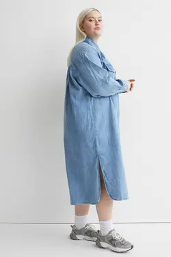 پیراهن سایز بزرگ زنانه آبی اچ اند ام