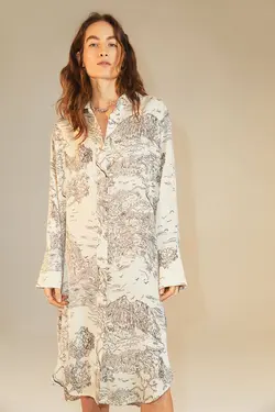 پیراهن آستین بلند زنانه بژ روشن اچ اند ام