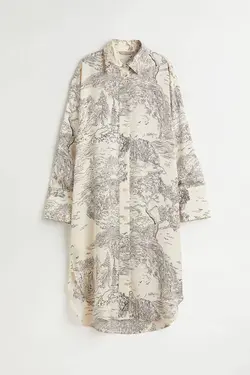 پیراهن آستین بلند زنانه بژ روشن اچ اند ام