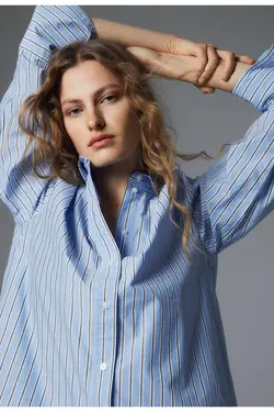 پیراهن آستین بلند زنانه آبی روشن اچ اند ام