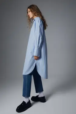 پیراهن آستین بلند زنانه آبی روشن اچ اند ام