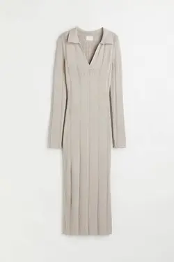 پیراهن آستین بلند زنانه بژ روشن اچ اند ام