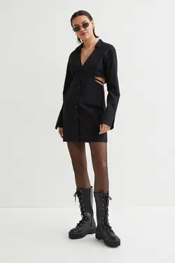 پیراهن آستین بلند زنانه سیاه اچ اند ام