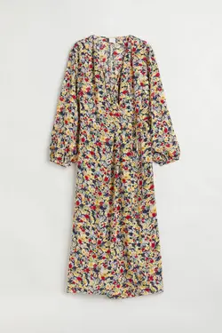 پیراهن آستین بلند زنانه زرد اچ اند ام