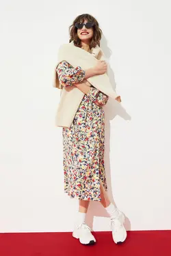 پیراهن آستین بلند زنانه زرد اچ اند ام