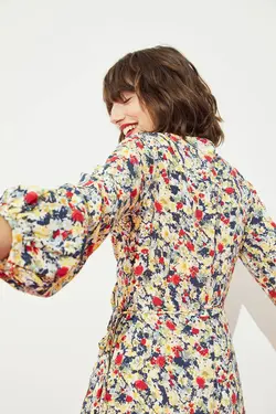 پیراهن آستین بلند زنانه زرد اچ اند ام