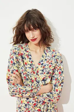 پیراهن آستین بلند زنانه زرد اچ اند ام