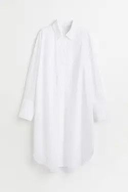 پیراهن آستین بلند زنانه سفید اچ اند ام