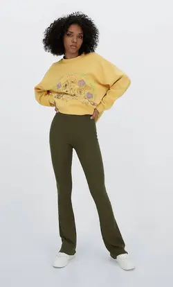 شلوار دمپا گشاد زنانه خاکی استرادیواریوس