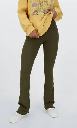 شلوار دمپا گشاد زنانه خاکی استرادیواریوس
