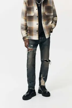 شلوار جین اسلیم فیت مردانه زغالی زارا