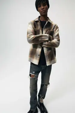 شلوار جین اسلیم فیت مردانه زغالی زارا