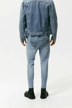 شلوار جین جذب مردانه آبی کمرنگ زارا