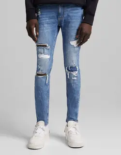 شلوار جین جذب مردانه آبی برشکا