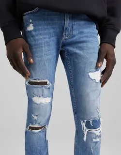 شلوار جین جذب مردانه آبی برشکا