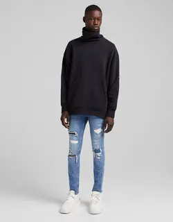 شلوار جین جذب مردانه آبی برشکا