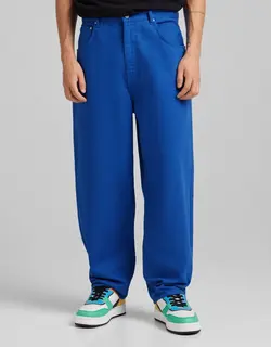 شلوار جین دمپا گشاد مردانه آبی برشکا