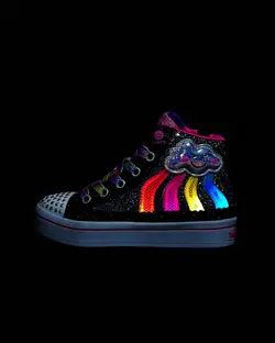 کفش کتانی چراغ دار دخترانه سیاه اسکچرز