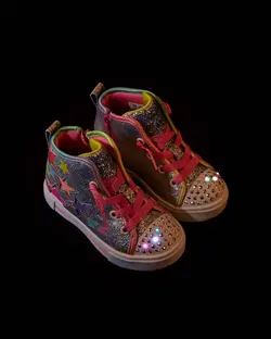 کفش کتانی چراغ دار دخترانه خاکستری اسکچرز