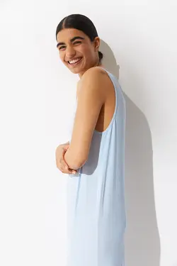 پیراهن میدی زنانه آبی کمرنگ اچ اند ام