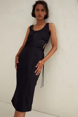 پیراهن میدی زنانه سیاه اچ اند ام