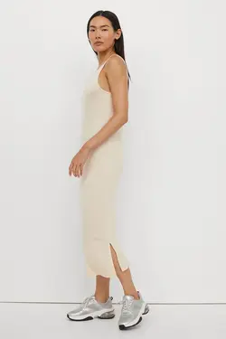 پیراهن میدی زنانه بژ روشن اچ اند ام