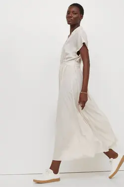 پیراهن میدی زنانه بژ روشن اچ اند ام