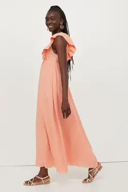 پیراهن میدی زنانه زردآلویی اچ اند ام