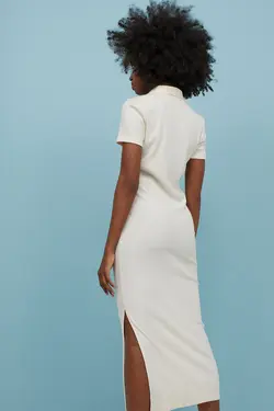 پیراهن میدی زنانه کرم اچ اند ام