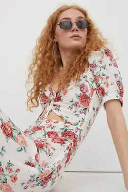 پیراهن میدی زنانه سفید اچ اند ام