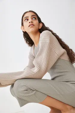 پیراهن میدی زنانه بژ اچ اند ام