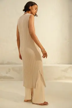 پیراهن میدی زنانه بژ روشن اچ اند ام